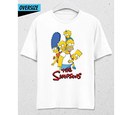 Family Bonds: The Simpsons Valentine's Day Special - Oversize T-Shirt Beyaz