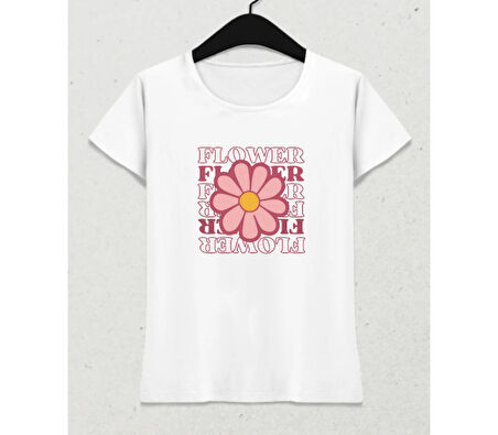 Flora Glow – Feminine Fit T-Shirt Beyaz