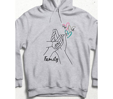 Family Touch Hoodie Unisex Sweatshirt Gri