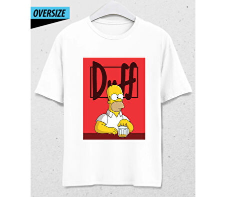 Homer Duff Oversize T-Shirt Beyaz
