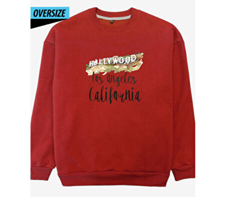 Hollywood Oversize Sweatshirt – Los Angeles Ruhunu Hisset! Kırmızı