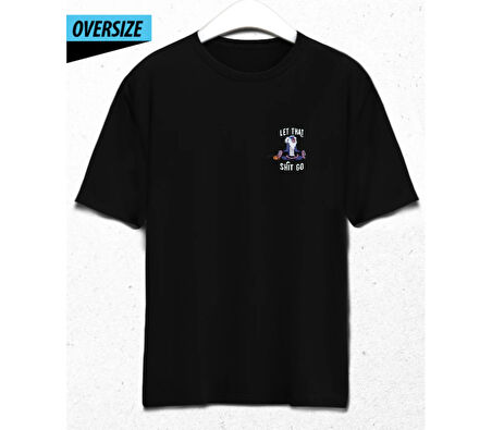 Let It Go Mode On – Sessiz Mesajlar Oversize Unisex T-Shirt Siyah