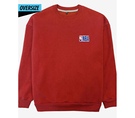 Basketbol Tutkunlarına Özel NBA Sweatshirt Oversize Kırmızı