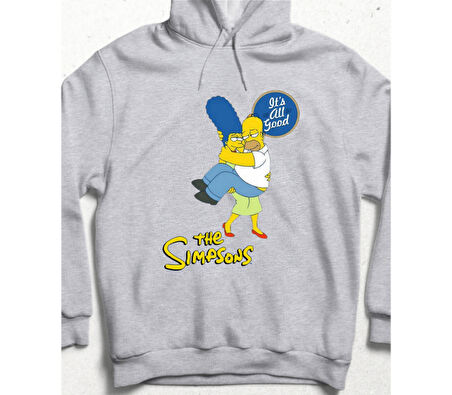 Simpsons Aşkı Hoodie Unisex Sweatshirt Gri