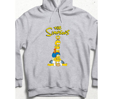 The Simpsons: Birlikte Daha Güçlü Kapüşonlu  Unisex Sweatshirt Gri