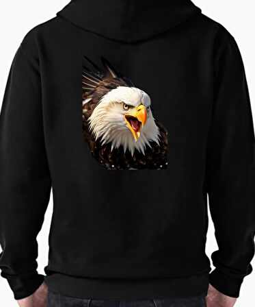 Kartal Agle Özel Tasarım Taraftar Sweatshirt Ön-Arka Baskı Siyah