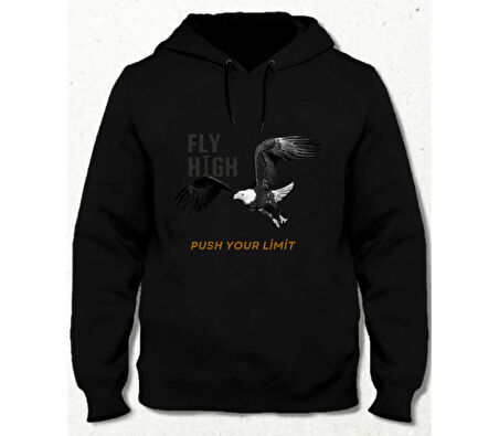 Kartal Agle Özel Tasarım Taraftar Sweatshirt Ön-Arka Baskı Siyah