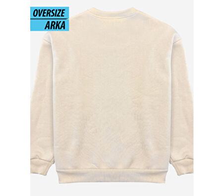 Teddy & Buddy: Şehrin En Havalı İkilisi! Oversize Sweatshirt Bej