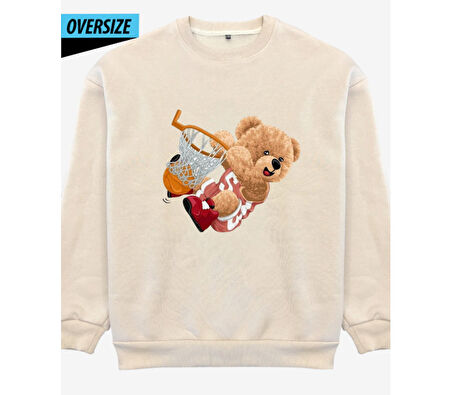 Teddy Dunk Oversize Sweatshirt Bej