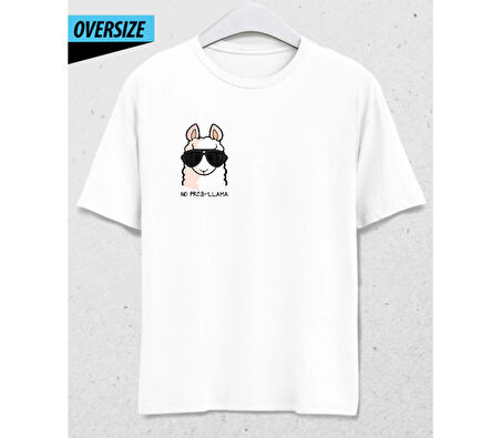 Zero Stress Mode – No Problama Oversize T-Shirt Beyaz