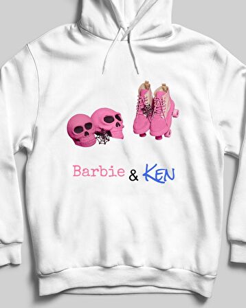 Barbie & Ken Özel Tasarım Kapşonlu Sweatshirt / Sevgililer Günü Hediyesi  ( XS Beden )