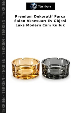 Premium Dekoratif Parça Salon Aksesuarı Ev Objesi Lüks Modern Cam Küllük