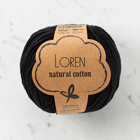  Natural Cotton Siyah El Örgü İpi - R004 - 33908