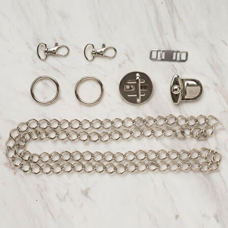  Çanta Aksesuar Seti Gümüş