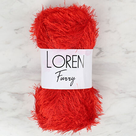  Furry Kırmızı El Örgü İpi - RF025 - 34053