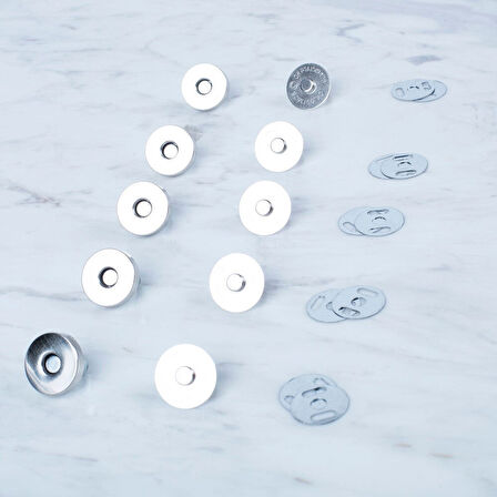  Manyetik Gümüş Metal 5 li Çıt Çıt Set