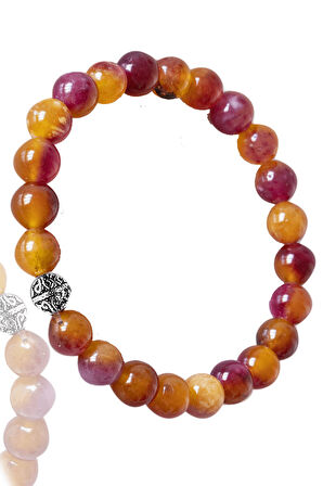 Sertifikalı Sarı - Mor Kuvars Taşı Bileklik - Gümüş Aparatlı