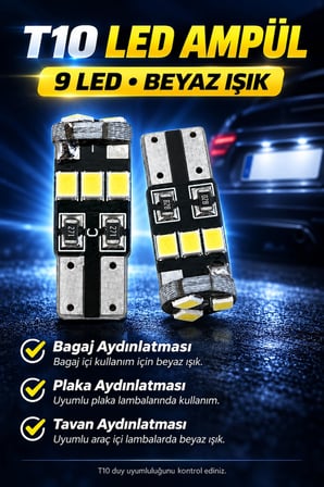 9 Led T10 Beyaz 12V