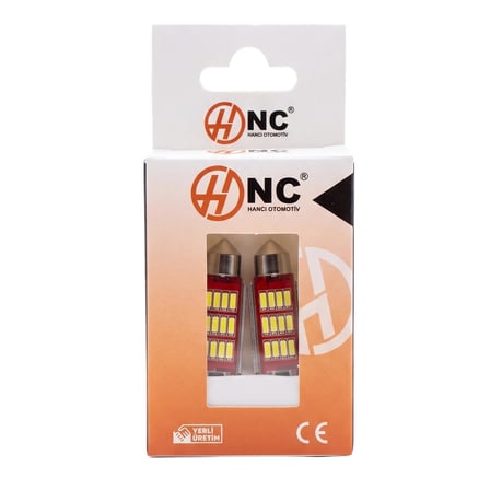 12 Ledli 39mm Sofit Led Ampül Beyaz Işık 12V (C5W)