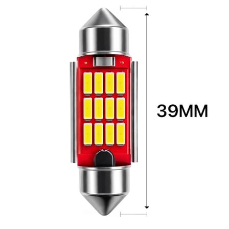 12 Ledli 39mm Sofit Led Ampül Beyaz Işık 12V (C5W)