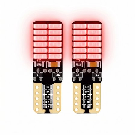24 Ledli Dipsiz T10 Park Ampulü Kırmızı Işık (2 Adet) 24 Volt