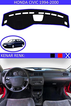 Honda Civic Vtec2 2003-2005 İçin Uygun Torpido Koruma Halısı Siyah Kenar Renk Mavi