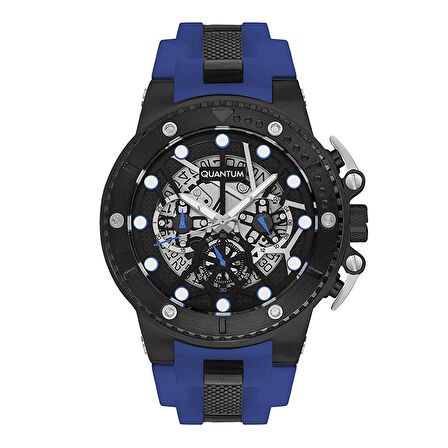 Quantum HNG535.659 Erkek Spor Saat – Siyah Kasa, Mavi Silikon Kordon