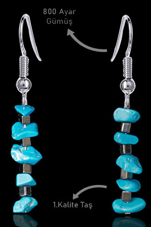 Sertifikalı Kırık Taşlı Model Firuze Taşı Küpe