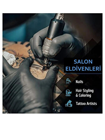 Siyah Nitril Eldiven Ekstra Kalın - L Beden - 50'li paket 