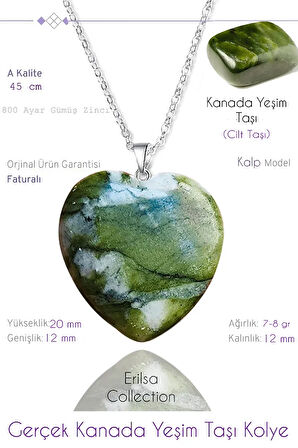 Sertifikalı Gerçek Kalp Model Yeşim Taşı Kolye (Kanada)