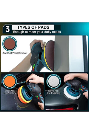 Orbital Kablosuz Akülü Lityum 2x Batarya 6 Devir Ayarlı Detay Pasta Cila Polisaj Makinesi Ful Takım