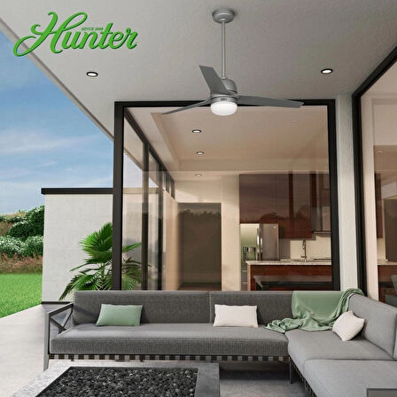Hunter - Seawave Mat Gümüş 132 Cm. - Dış Mekan Duvar Kumandalı Tavan Vantilatörü