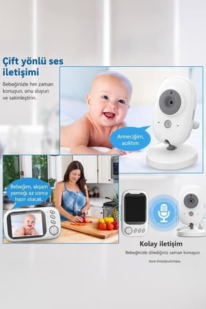 Delux Serisi Gözlem Yatak Bebek Kamerası Telsiz Monitörlü ABM600 Beyaz
