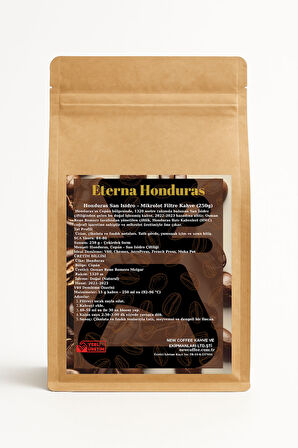 Eterna Honduras San Isidro Mikrolot Filtre Kahve 250g – Doğal İşleme | Üzüm, Çikolata ve Fındık Notaları | SCA 84–86 | V60 – Chemex – AeroPress – French Press Uyumlu