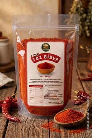 Hacer Obası Güneşte Kurutularak Üretilmiş Tatlı Kırmızı Toz Biber 100 gr