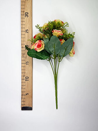 Yapay Yaban Gülü Gülen Yüz Çiçeği Küçük Demet - Yapay Çiçek - El Çiçeği - Plastik Çiçek - 30cm