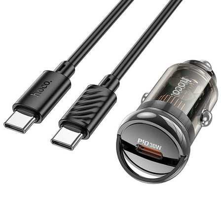 HOCO Z53 Sight Single PD30W Type-C Girişli Araç Çakmaklık Hızlı Şarj Aleti + Type-C to Type-C Kablo-(5775)