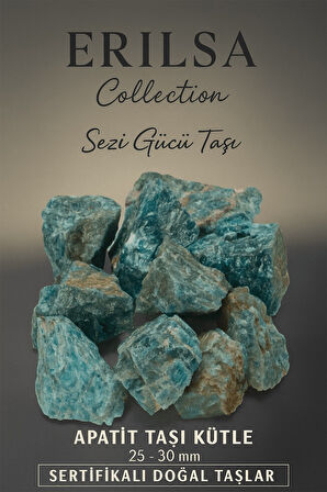 Sertifikalı Apatit Taşı Kütle 25–30 mm Ham Doğal – Sezi Gücü ve Ruhsal Farkındalık Taşı