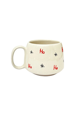 HO HO HO Tabaklı Double El Yapımı Seramik Kupa, Seramik, Double Türk Kahvesi, Nescafe Fincanı