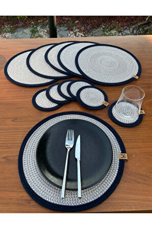 Hasır Görünümlü 12’li Sofra Seti – Supla ve Bardak Altlığı Takımı