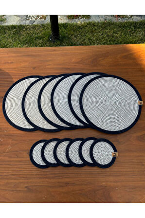 Hasır Görünümlü 12’li Sofra Seti – Supla ve Bardak Altlığı Takımı