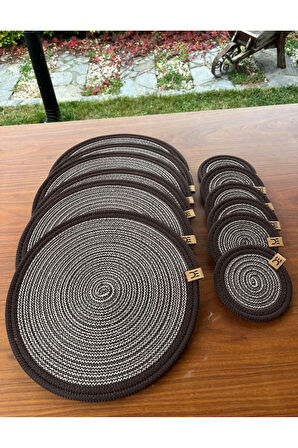 Hasır Görünümlü 12’li Sofra Seti – Supla ve Bardak Altlığı Takımı