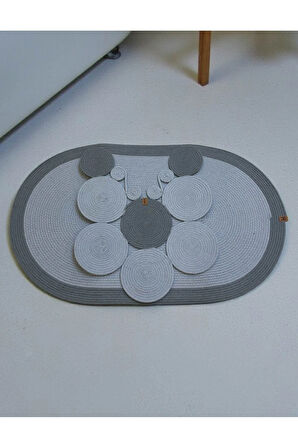 Banyo Paspas Seti 2'li Oval Model (60x100 ve 51x60 cm) | Modern Tarz Hasır Görünümlü