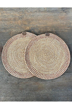 Kırmızı - Natural El Yapımı Hasır Dokulu 2’li Supla – Leke Tutmaz, Şık Sofralar İçin