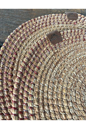 Kırmızı - Natural El Yapımı Hasır Dokulu 2’li Supla – Leke Tutmaz, Şık Sofralar İçin