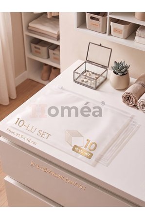 10’lu Fermuarlı Organizer Çanta Seti 21.5x18 cm – Çok Amaçlı Makyaj, Seyahat ve Düzenleme Çantası