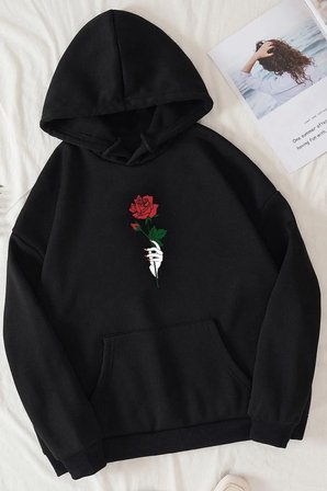 Unisex Rose Baskılı Sweatshirt