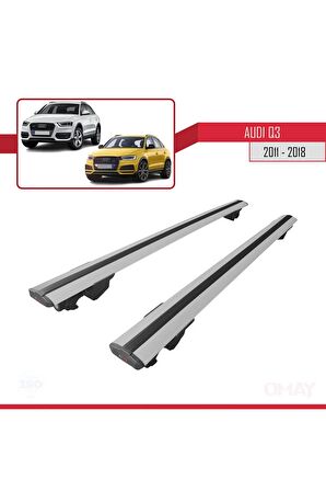 Audi Q3 2011-2018 Arası ile uyumlu HOOK Model Anahtar Kilitli Ara Atkı Tavan Barı GRİ