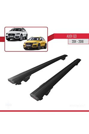 Audi Q3 2011-2018 Arası ile uyumlu HOOK Model Anahtar Kilitli Ara Atkı Tavan Barı SİYAH