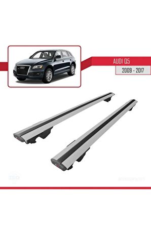 Audi Q5 (8R) 2009-2017 Arası ile uyumlu HOOK Model Anahtar Kilitli Ara Atkı Tavan Barı GRİ